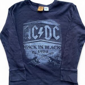 Black AC/DC Back in Black 1980 Sweatshirt Vintage Rock Band Pullover Size L